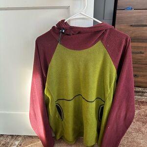 Melanzana Microgrid Hoodie Men’s Large, maroon and green